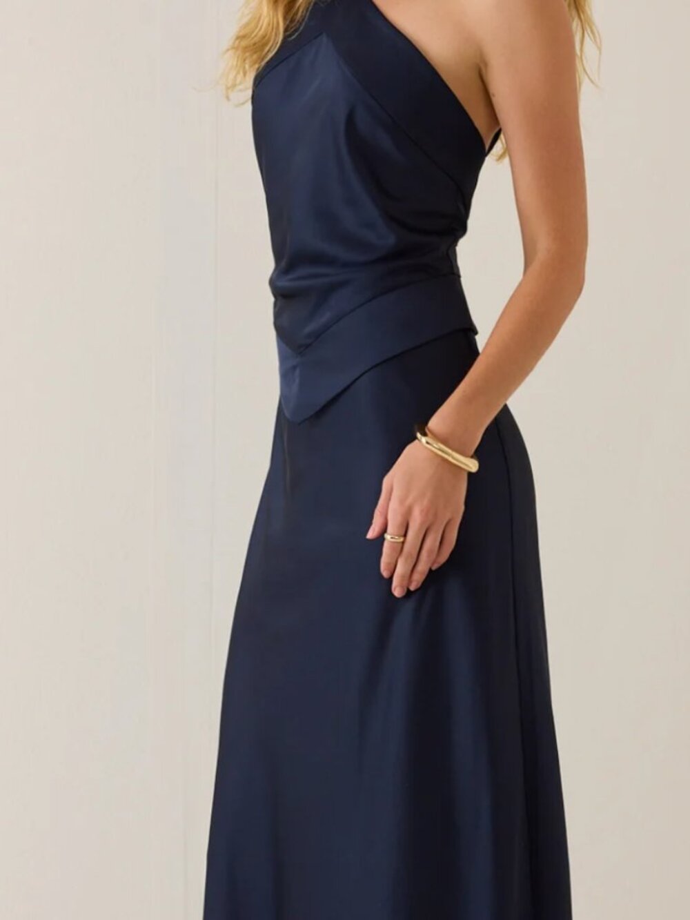 Altar'd State - Isabella Satin Maxi Dress - Size Small - NAVY